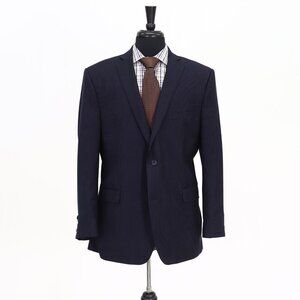 Saks Fifth Avenue 44R Navy Striped 2-Button Sport Coat Blazer Jacket G181